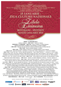 Afis program Zilele Eminescu, ianuarie 2014
